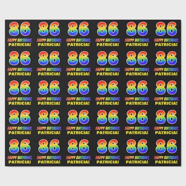 86th Birthday: Bold, Fun, Simple, Rainbow 86 Wrapping Paper (Seam)