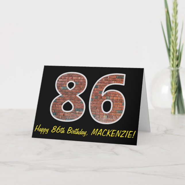 86th Birthday - Brick Wall Pattern "86" w/ Name Card (Front)