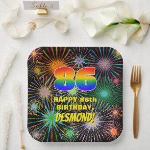 86th Birthday: Colourful, Fun Celebratory Firework Paper Plate