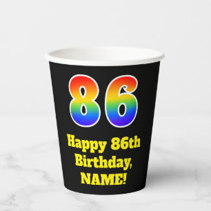 86th Birthday: Colourful, Fun, Exciting, Rainbow 8 Paper Cups