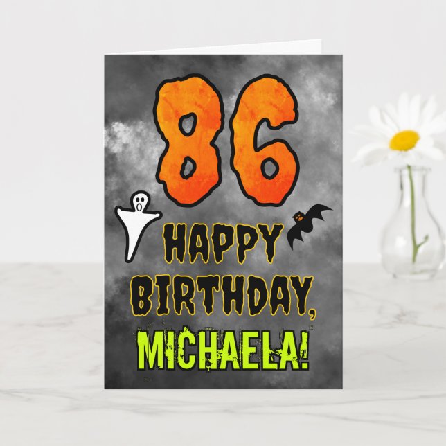 86th Birthday: Eerie Halloween Theme + Custom Name Card (Small Plant)