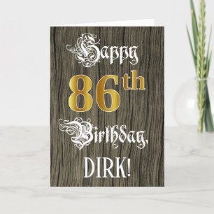 86th Birthday: Faux Gold Look + Faux Wood Pattern Card