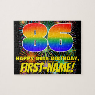 86th Birthday: Fun, Colourful Celebratory Firework Jigsaw Puzzle