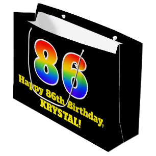 86th Birthday ~ Fun, Colourful, Vibrant, Rainbow 8 Large Gift Bag