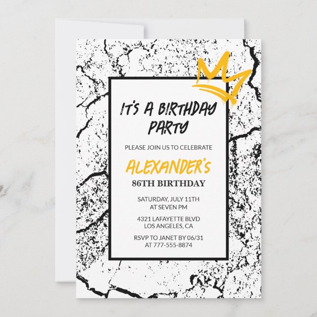 86th birthday invitation Men Graffiti  (Front)