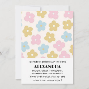 86th birthday invitations Retro Flowers