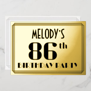 86th Birthday Party: Art Deco Look “86” and Name