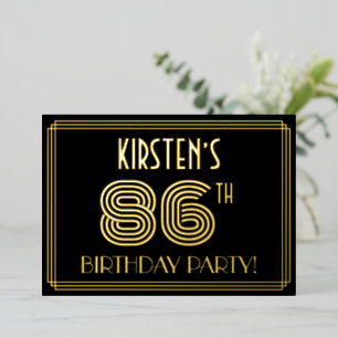 86th Birthday Party — Art Deco Style “86” + Name