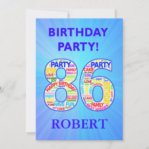 86th Birthday Party Invitation Add a Name