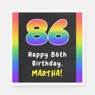 86th Birthday: Rainbow Spectrum # 86, Custom Name Napkin