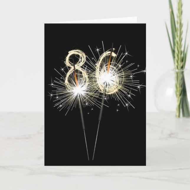 86th Birthday Sparklers on Black  Card (Front)