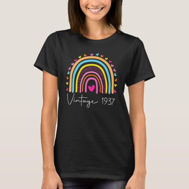 86th Birthday  Vintage 1937 Rainbow Birthday T-Shirt (Front)