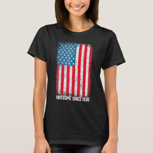 86th Birthday Vintage Usa Flag Awesome Since 1936 T-Shirt