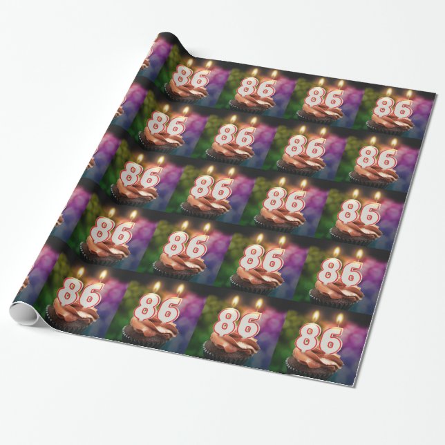 86th birthday with candles wrapping paper (Unrolled)