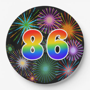 86th Event - Fun, Colourful, Bold, Rainbow 86 Paper Plate