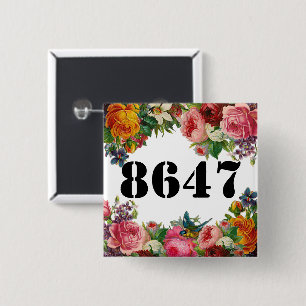 8747 floral 15 cm square badge