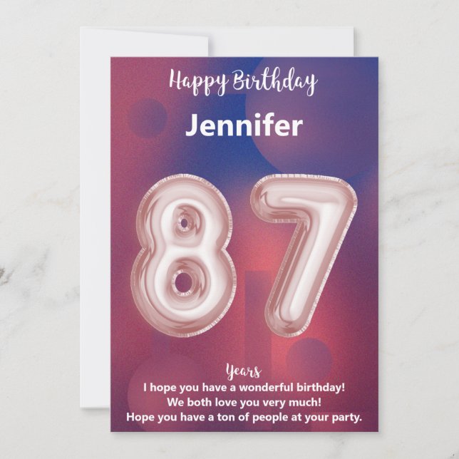 87 year old Happy Birthday card (Front)