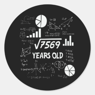 87 Years Old Bday Math Teacher 87th Birthday Gift Classic Round Sticker