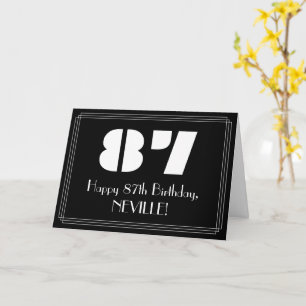 87th Birthday: Art Deco Inspired Look "87" & Name Card