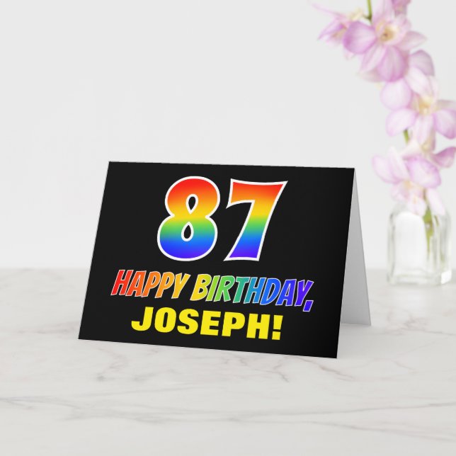 87th Birthday: Bold, Fun, Simple, Rainbow 87 Card (Orchid)