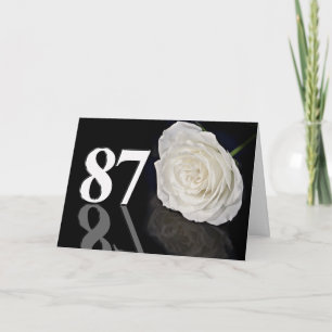 87th Birthday Card with a classic white rose