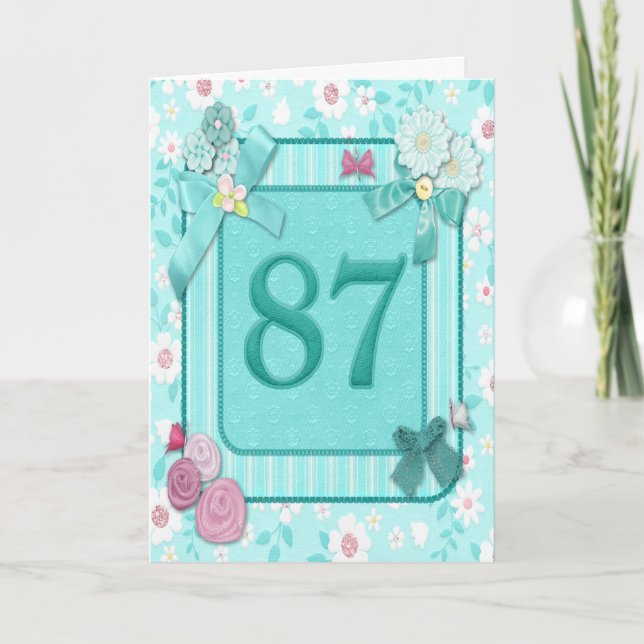 87th birthday card with flowers (Front)