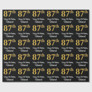 87th Birthday: Elegant Luxurious Faux Gold Look # Wrapping Paper