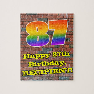 87th Birthday: Fun Graffiti-Inspired Rainbow 87 Jigsaw Puzzle