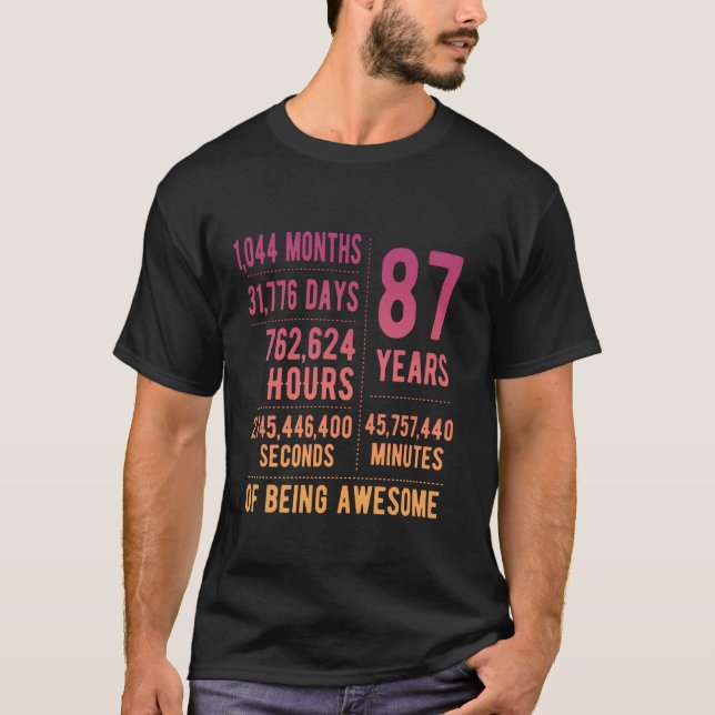 87th Birthday Men Women Funny 87 Years Old T-Shirt (Front)
