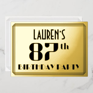 87th Birthday Party: Art Deco Look “87” and Name