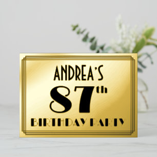 87th Birthday Party — Art Deco Look “87” + Name