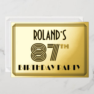 87th Birthday Party — Art Deco Style “87” & Name