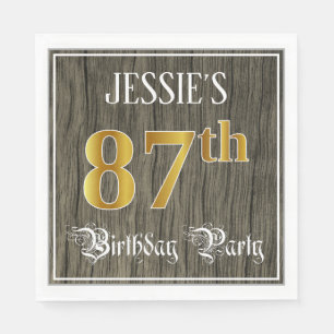 87th Birthday Party — Faux Gold & Faux Wood Looks Napkin