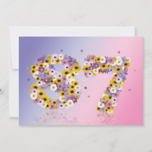 87th Birthday party, with flowered letters Invitation