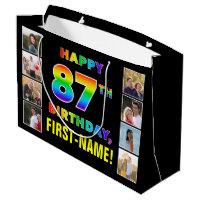 87th Birthday: Rainbow Text, Custom Photos & Name