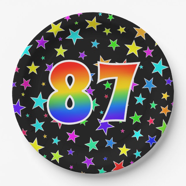 87th Event: Bold, Fun, Colourful Rainbow 87 Paper Plate (Front)