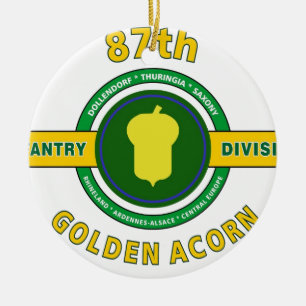 87TH INFANTRY DIVISION "GOLDEN ACORN" CERAMIC ORNAMENT