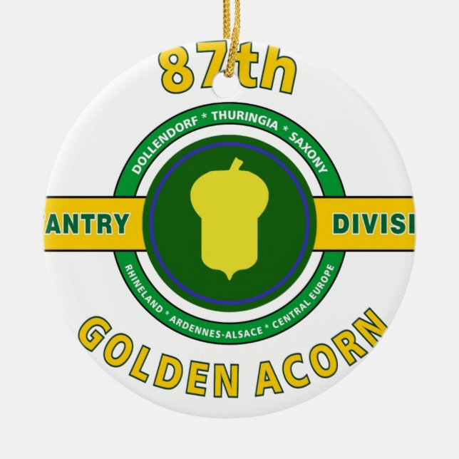 87TH INFANTRY DIVISION "GOLDEN ACORN" CERAMIC ORNAMENT (Front)