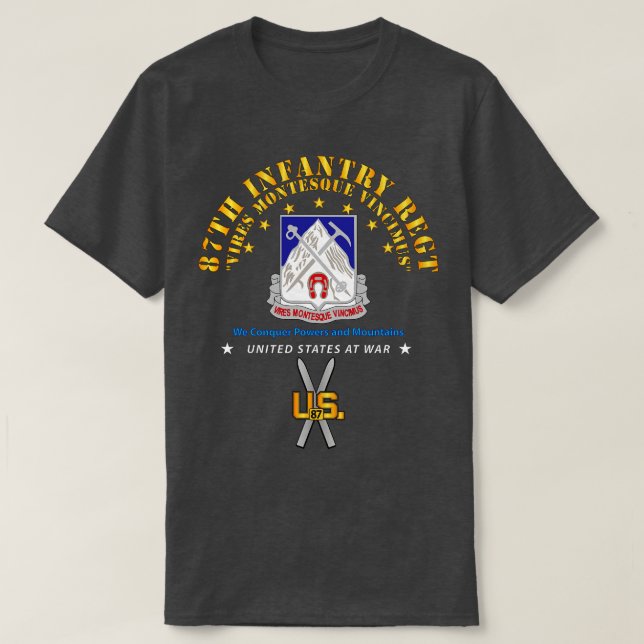 87th Infantry Regt We Conquer w SKI Branch T-Shirt (Design Front)