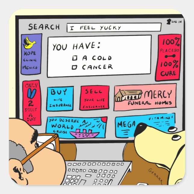 883 Search engine diagnosis cartoon Square Sticker (Front)