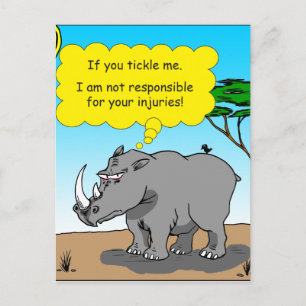 886 rhino tickle cartoon postcard