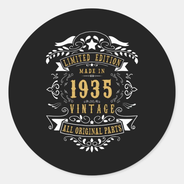88 88Th Made Born In 1935 Classic Round Sticker (Front)