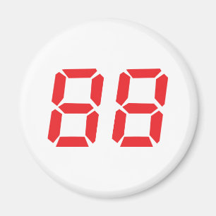 88 eighty-eight red alarm clock digital number magnet