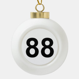 88 - number eighty-eight plate ceramic ball christmas ornament