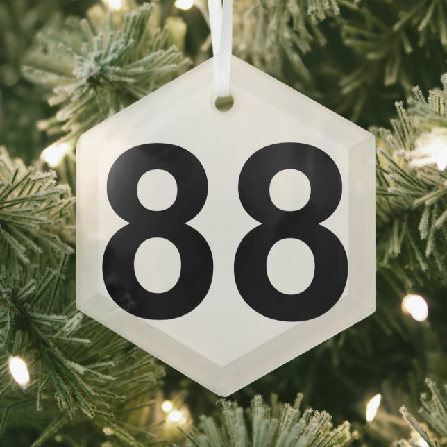 88 - number eighty-eight plate glass tree decoration (Insitu)