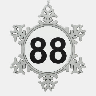 88 - number eighty-eight snowflake pewter christmas ornament
