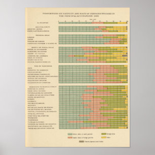 88 Proportions, occupations by race, nativity 1900 Poster