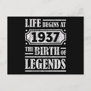 88 Year Old 1937 Birth Of Legend 88th Birthday Postcard