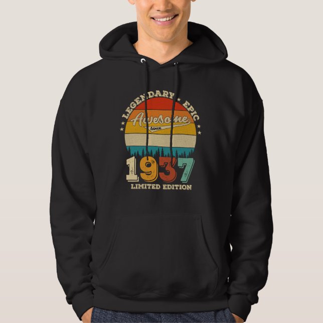 88 Year Old Bday 1937 Awesome 88th Birthday Gift Hoodie (Front)