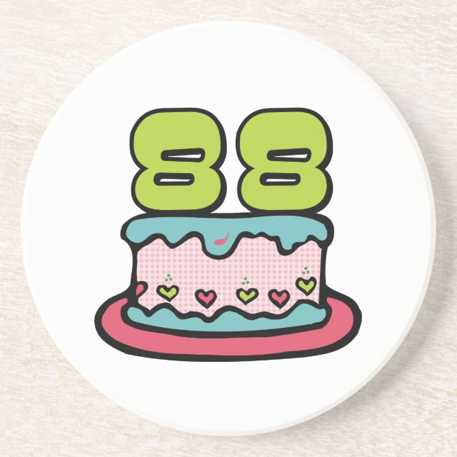 88 Year Old Birthday Cake Coaster (Front)